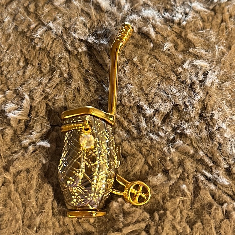 Two Tone Golf Bag Brooch with crystal accent